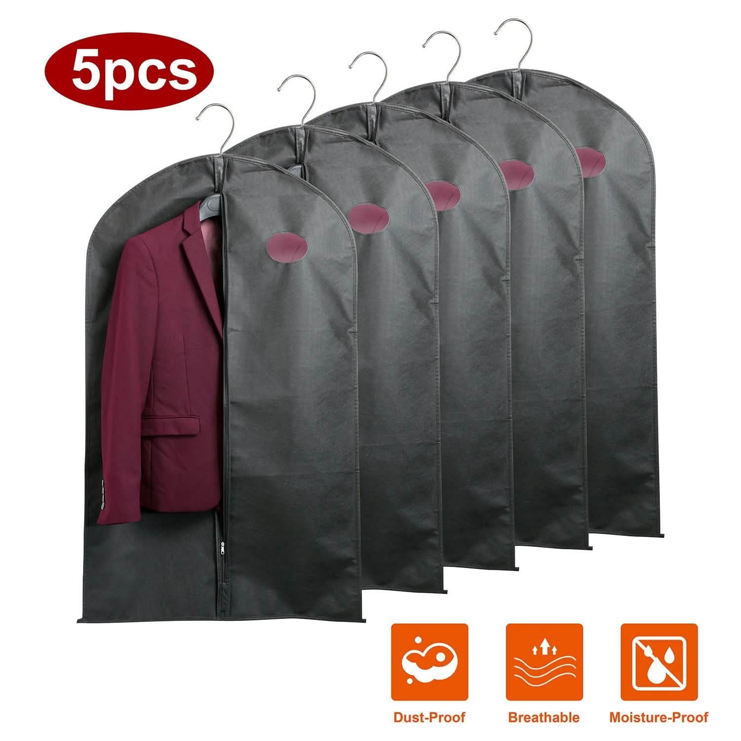 5-Piece: 39" Garment Bags Hanging Suit Bags Covers Storage & Organization - Tophatter Daily Deals