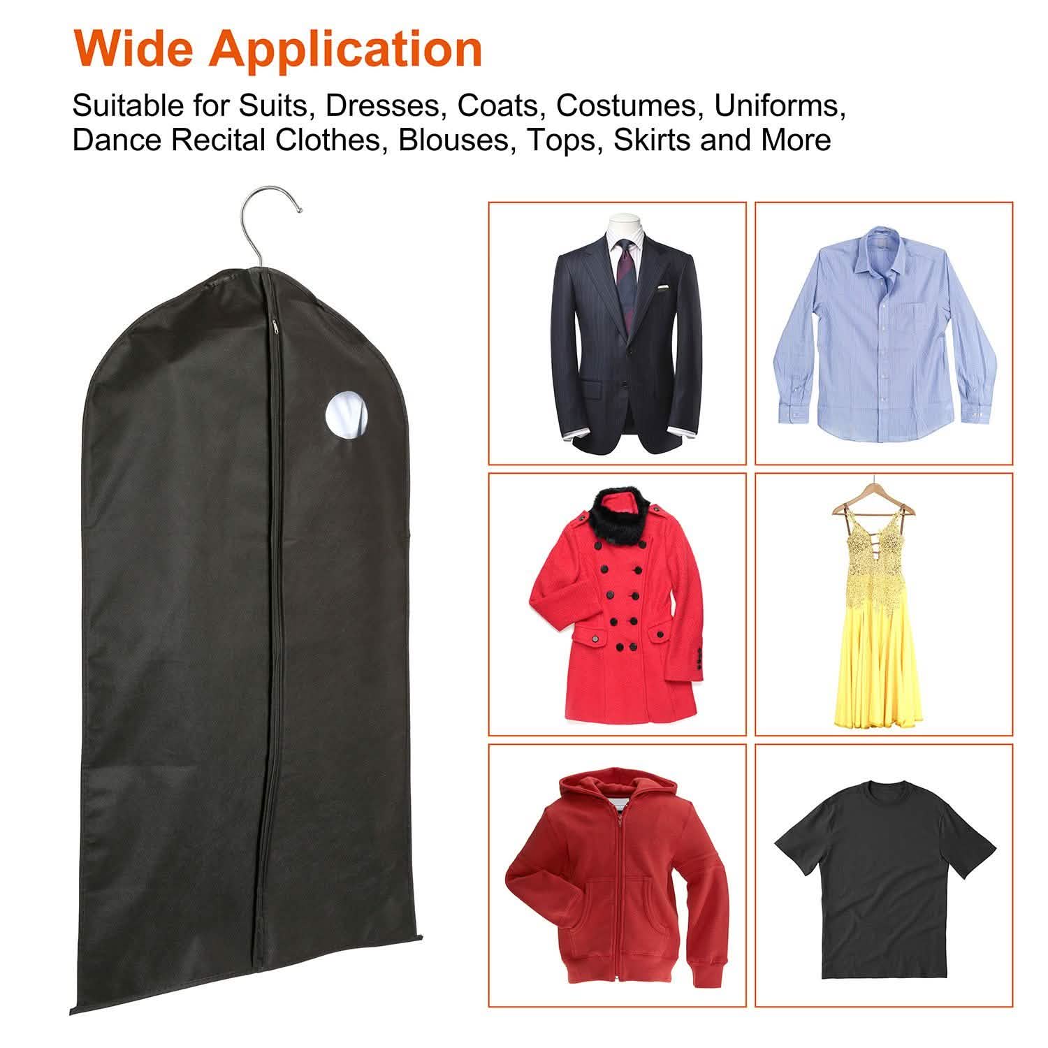 5-Piece: 39" Garment Bags Hanging Suit Bags Covers Storage & Organization - Tophatter Daily Deals