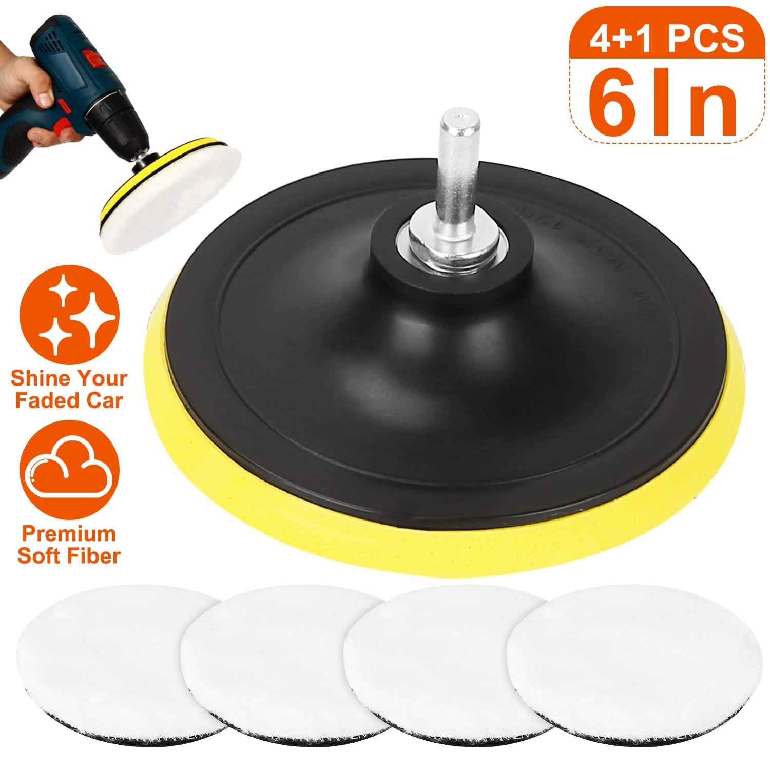 5-Piece: 6" Buffing Polishing Pads Automotive - Tophatter Daily Deals