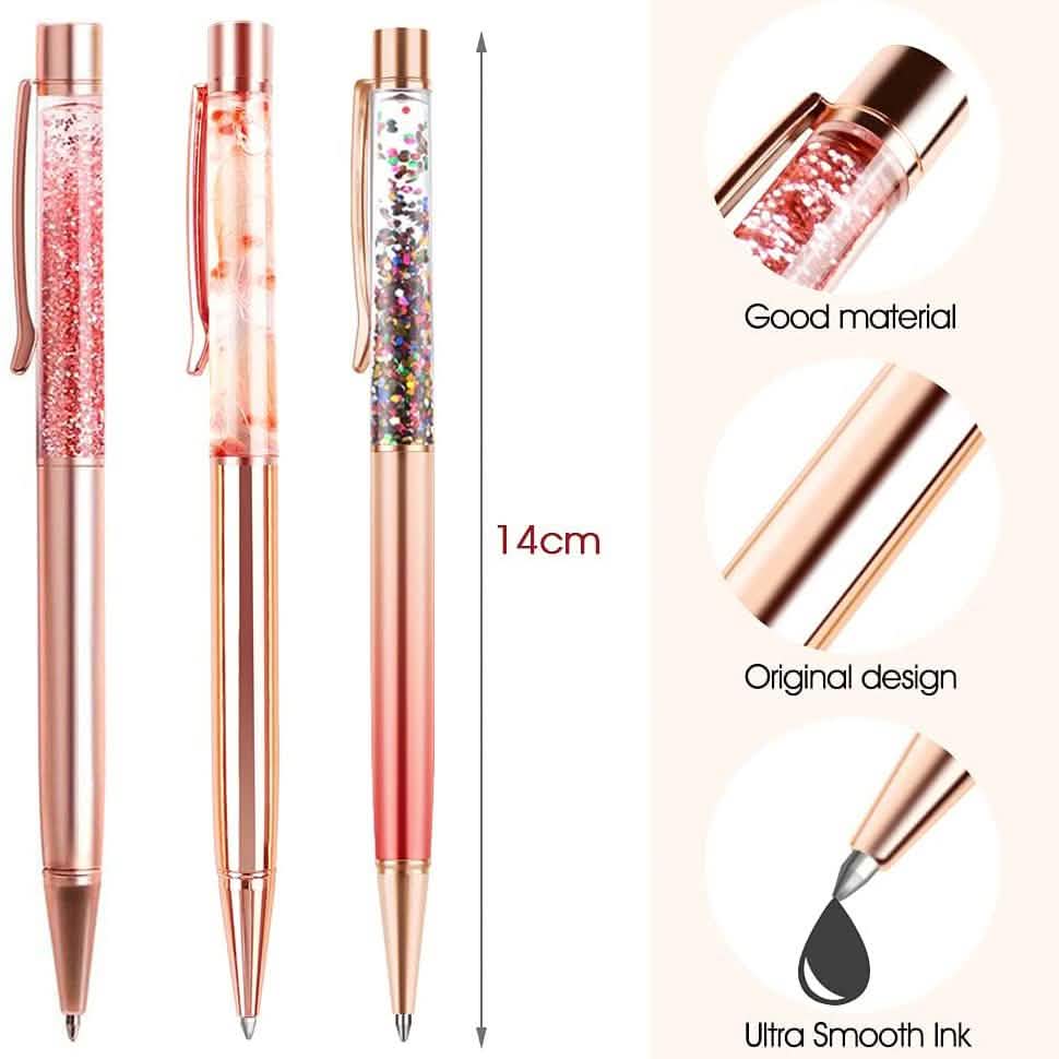 5-Piece: Bling Dynamic Liquid Ballpoint Pens School, Office & Art Supplies - Tophatter Daily Deals