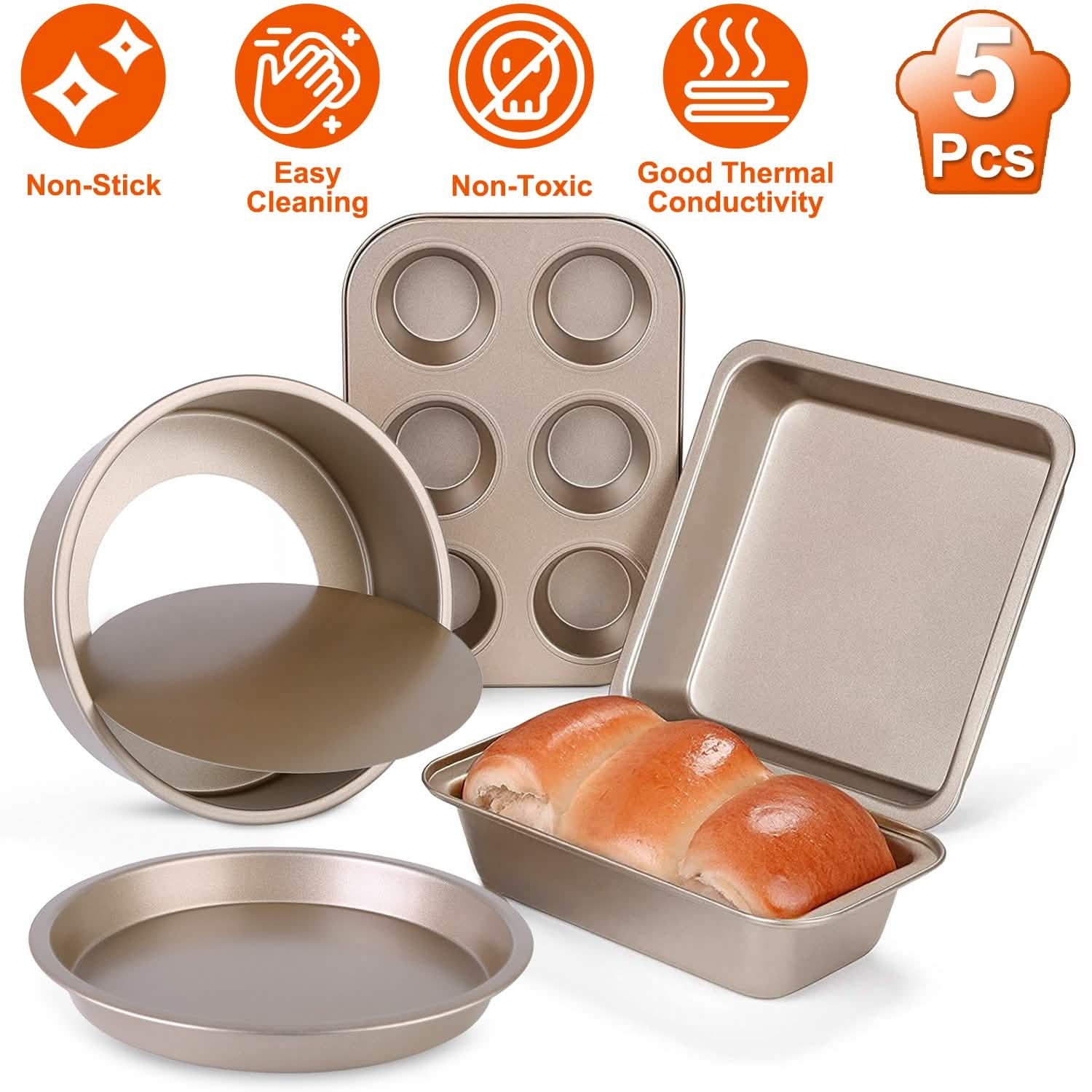 5-Piece: Nonstick Bakeware Set Kitchen Tools & Gadgets - Tophatter Daily Deals