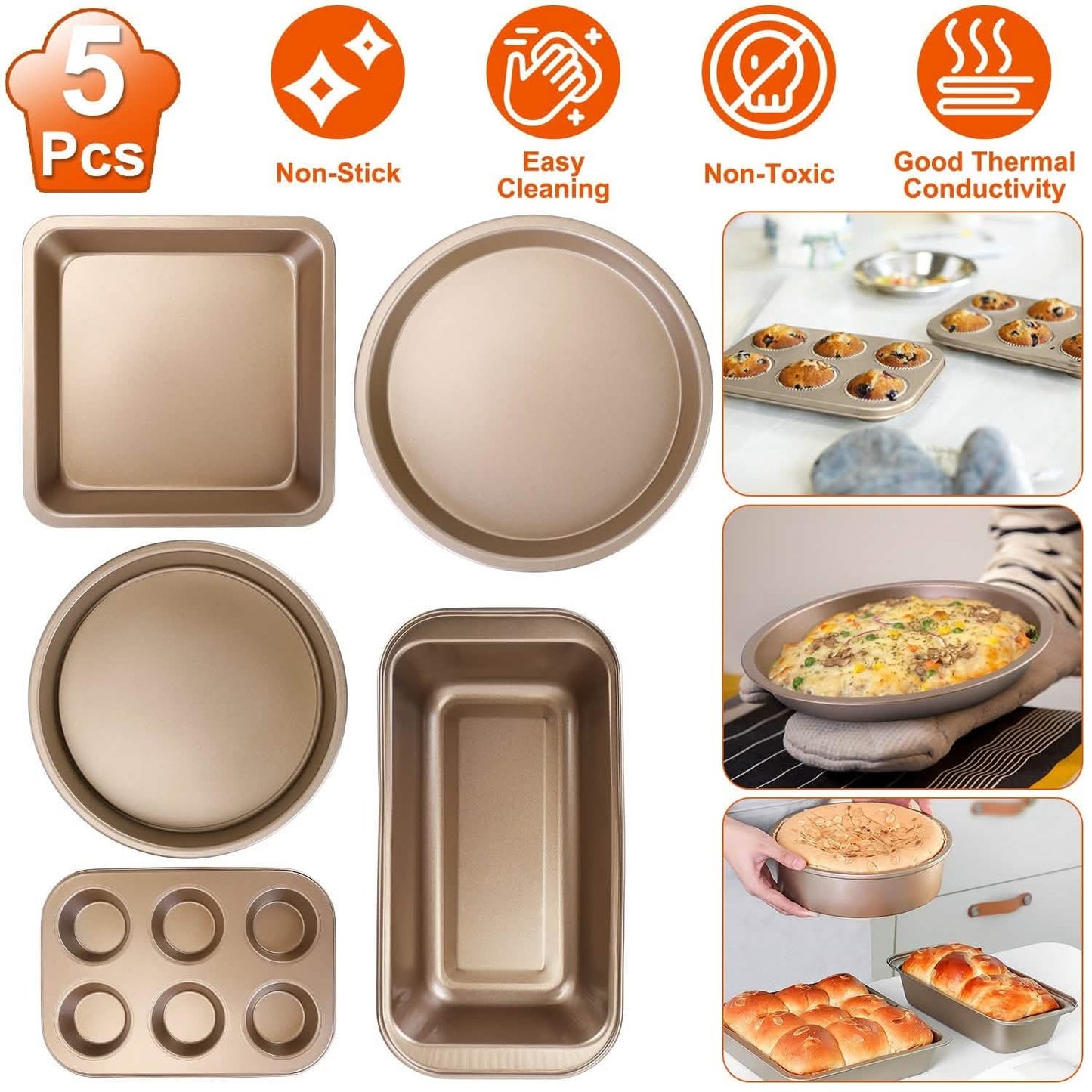 5-Piece: Nonstick Bakeware Set Kitchen Tools & Gadgets - Tophatter Daily Deals