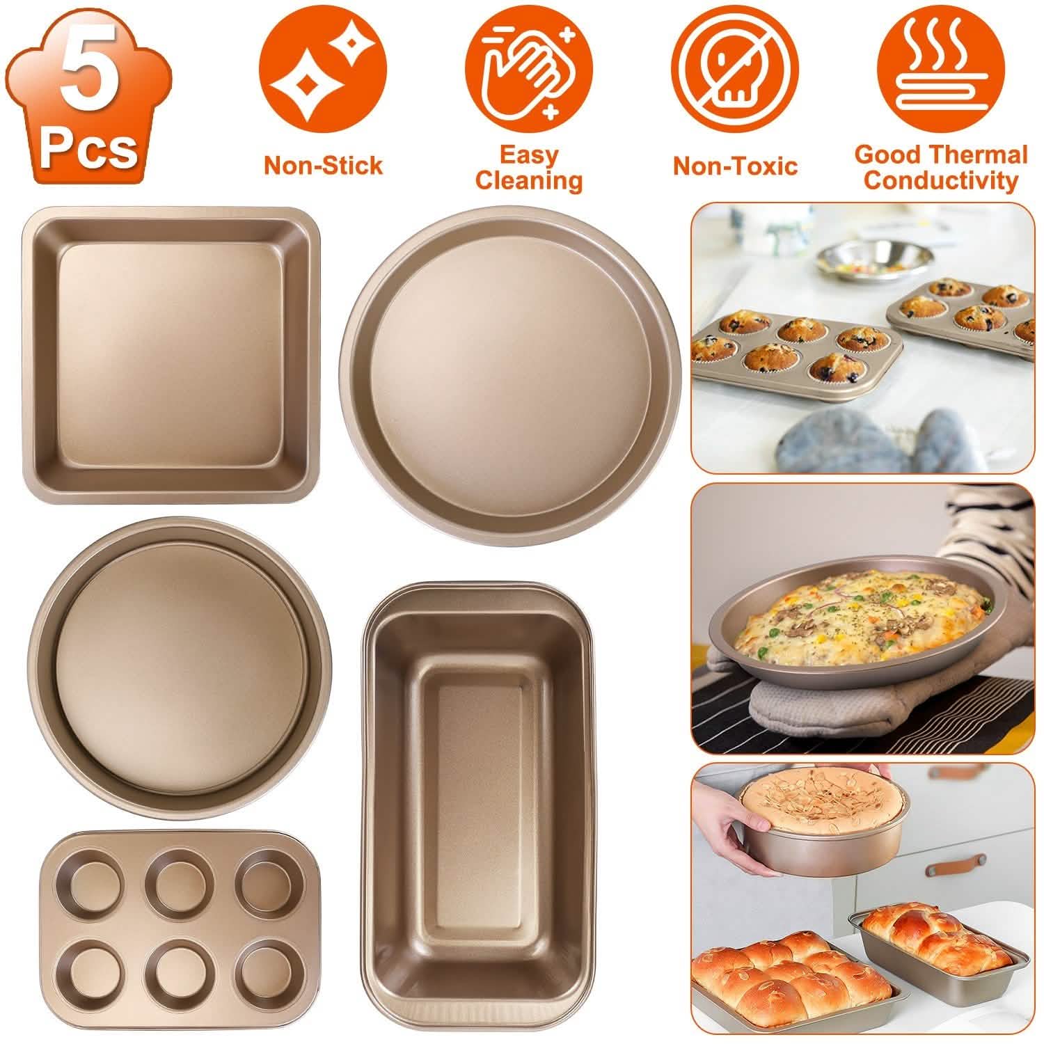 5-Piece: Nonstick Bakeware Set Kitchen Tools & Gadgets - Tophatter Daily Deals
