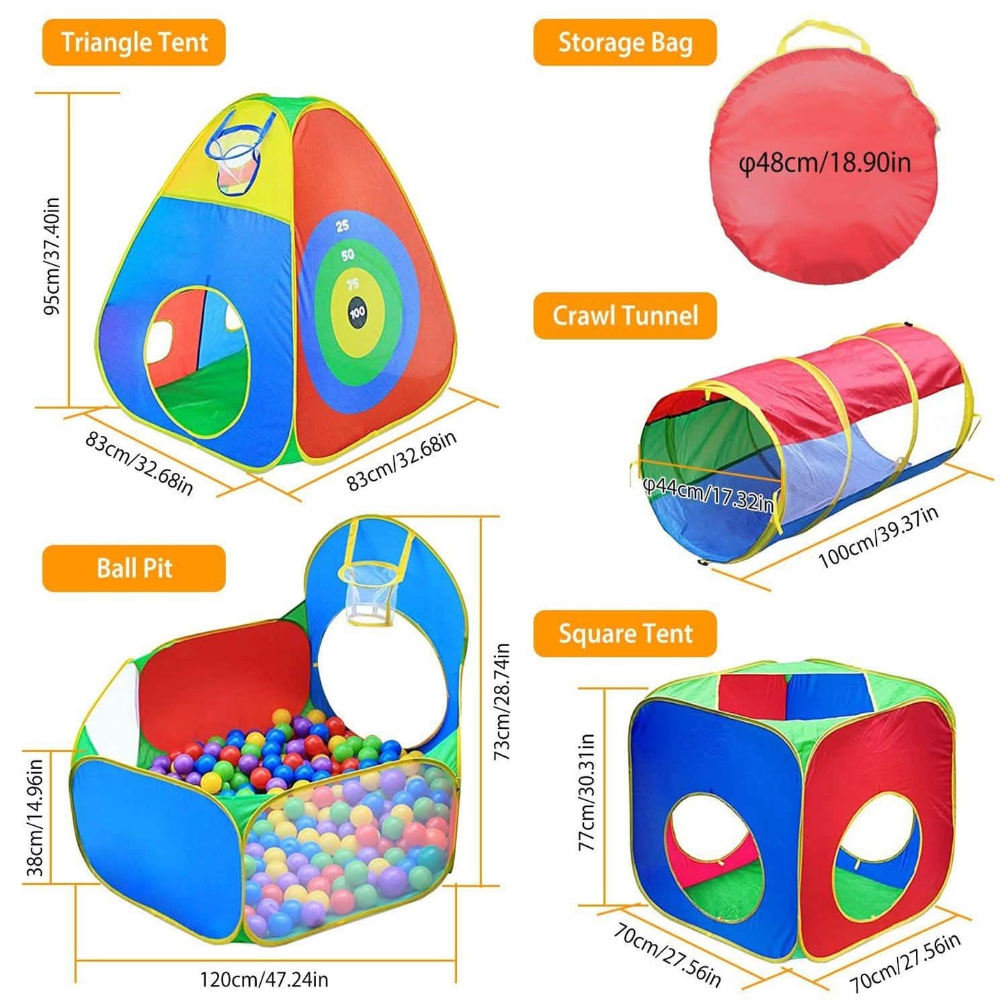 5-Piece: Pop Up Playhouse Kids Ball Pit Tents Toys & Games - Tophatter Daily Deals