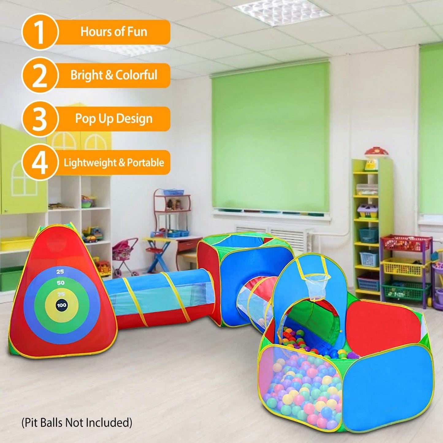 5-Piece: Pop Up Playhouse Kids Ball Pit Tents Toys & Games - Tophatter Daily Deals