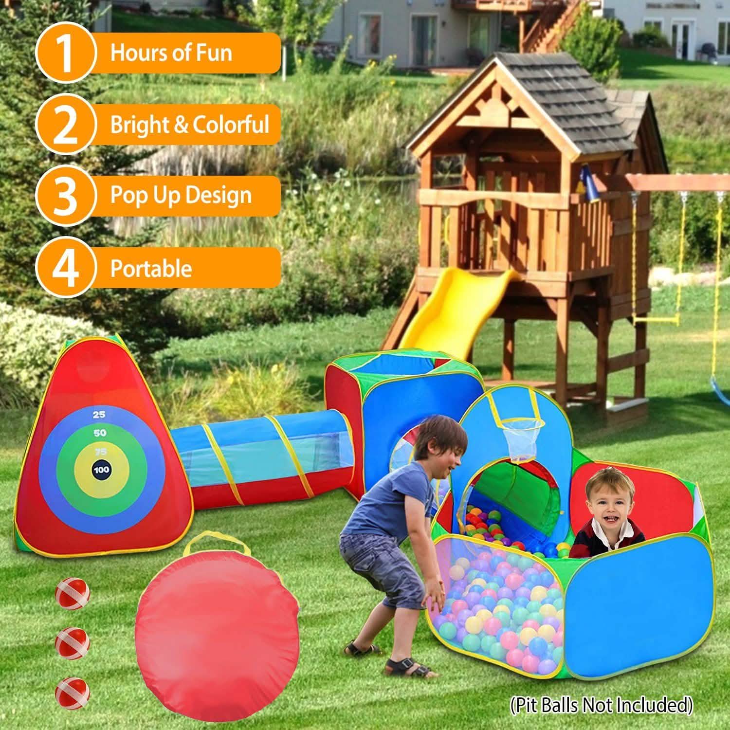 5-Piece: Pop Up Playhouse Kids Ball Pit Tents Toys & Games - Tophatter Daily Deals