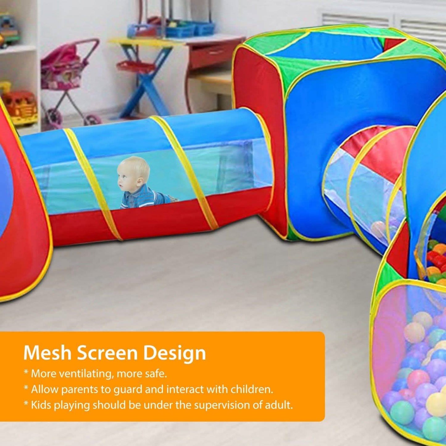 5-Piece: Pop Up Playhouse Kids Ball Pit Tents Toys & Games - Tophatter Daily Deals
