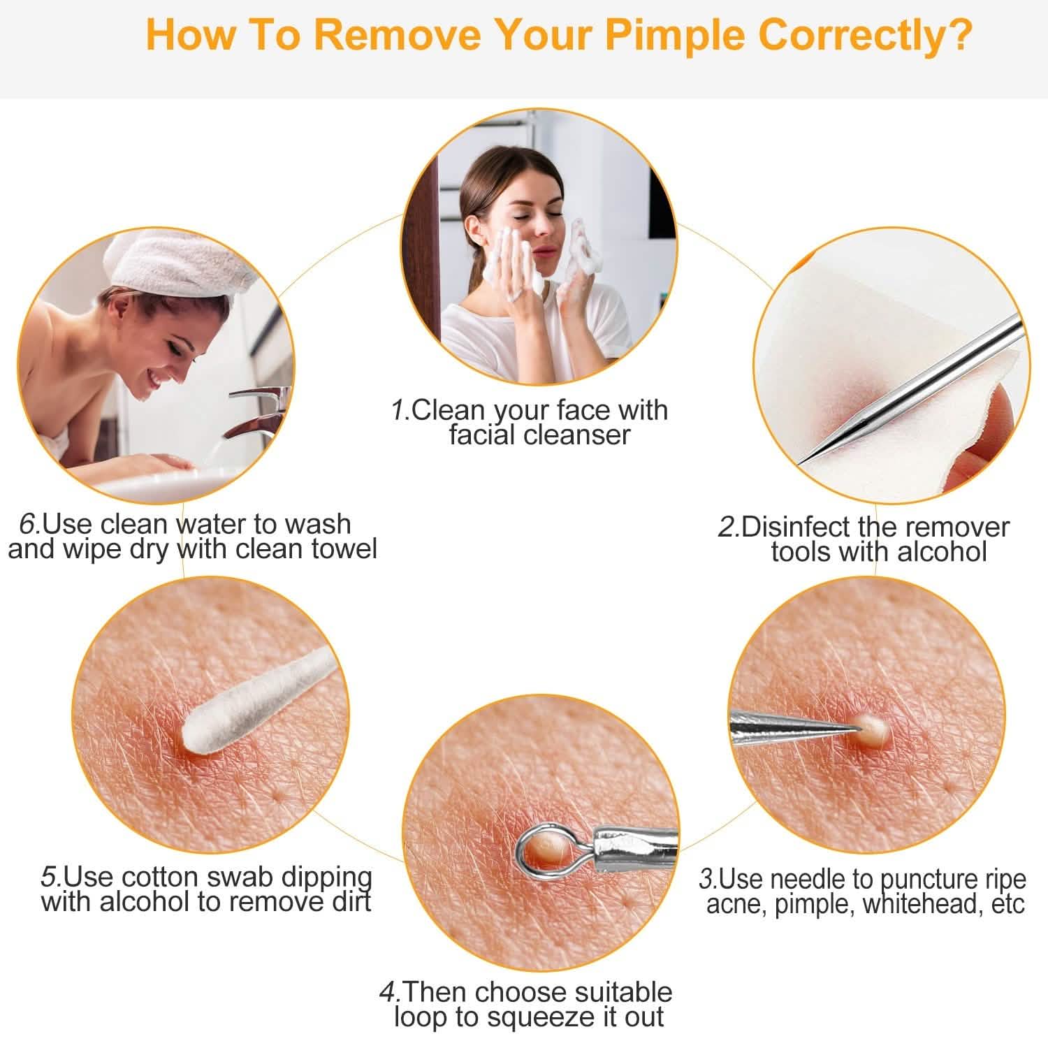 5-Piece Set: Blackhead Remover Kit Stainless Steel Popping Zit Remover Beauty & Personal Care - Tophatter Daily Deals