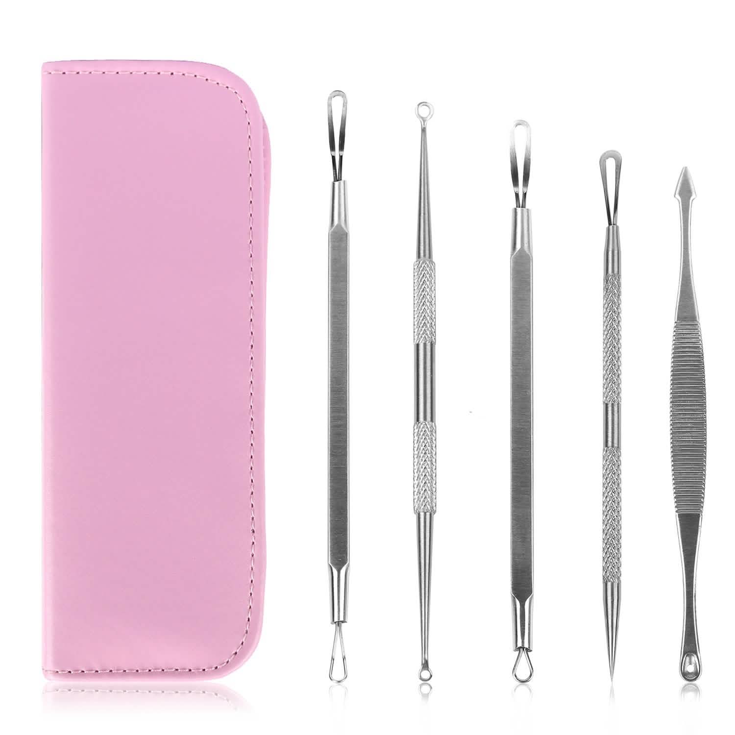 5-Piece Set: Blackhead Remover Kit Stainless Steel Popping Zit Remover Pink Beauty & Personal Care - Tophatter Daily Deals