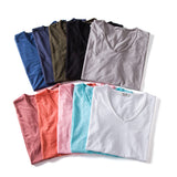 5 Piece T Shirt Men Casual Cotton Slim Fit V-neck Men T-Shirts - Tophatter Daily Deals