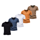 5 Piece T Shirt Men Casual Cotton Slim Fit V-neck A Sets Men T-Shirts - Tophatter Daily Deals