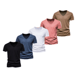 5 Piece T Shirt Men Casual Cotton Slim Fit V-neck B Sets Men T-Shirts - Tophatter Daily Deals