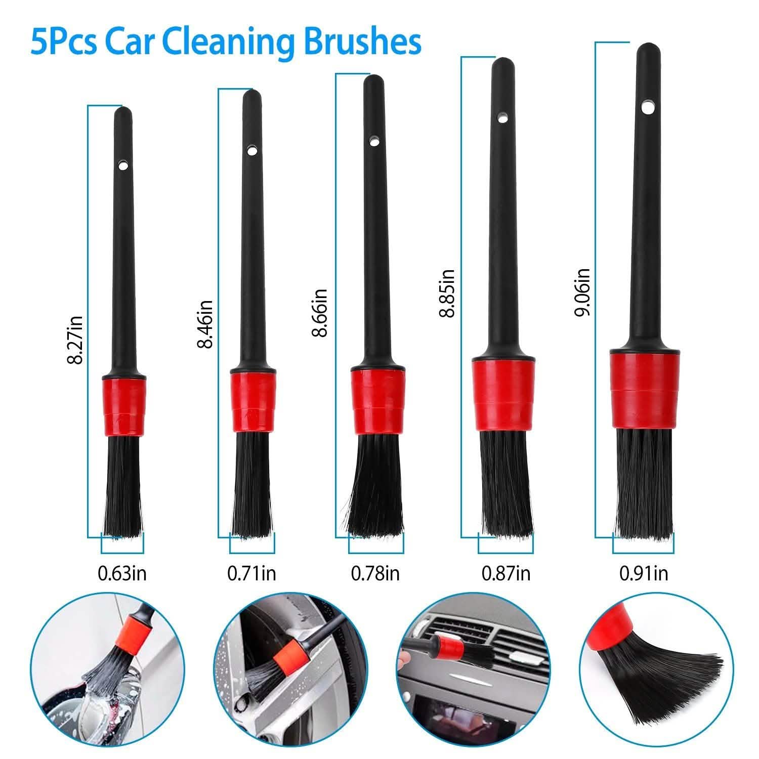 5-Pieces: Car Detailing Brush Set Automotive - Tophatter Daily Deals