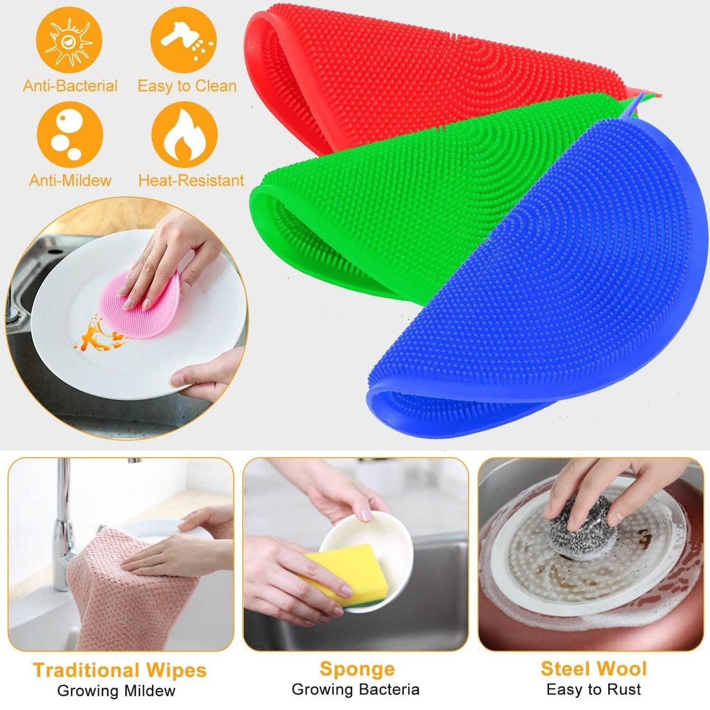 5-Pieces: Kitchen Cleaning Silicone Scrubber Kitchen Tools & Gadgets - Tophatter Daily Deals