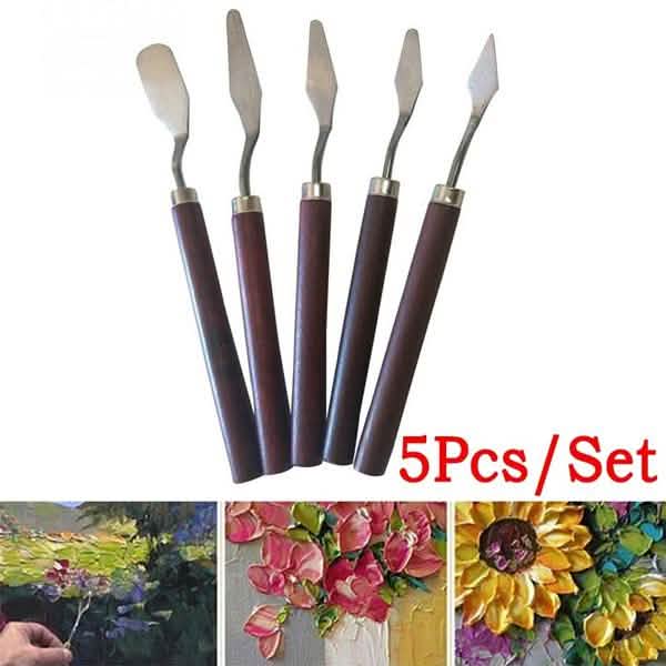 5-Pieces: Palette Steel Oil For Professional Stainless Knife Tool Painting Spatula School, Office & Art Supplies - Tophatter Daily Deals
