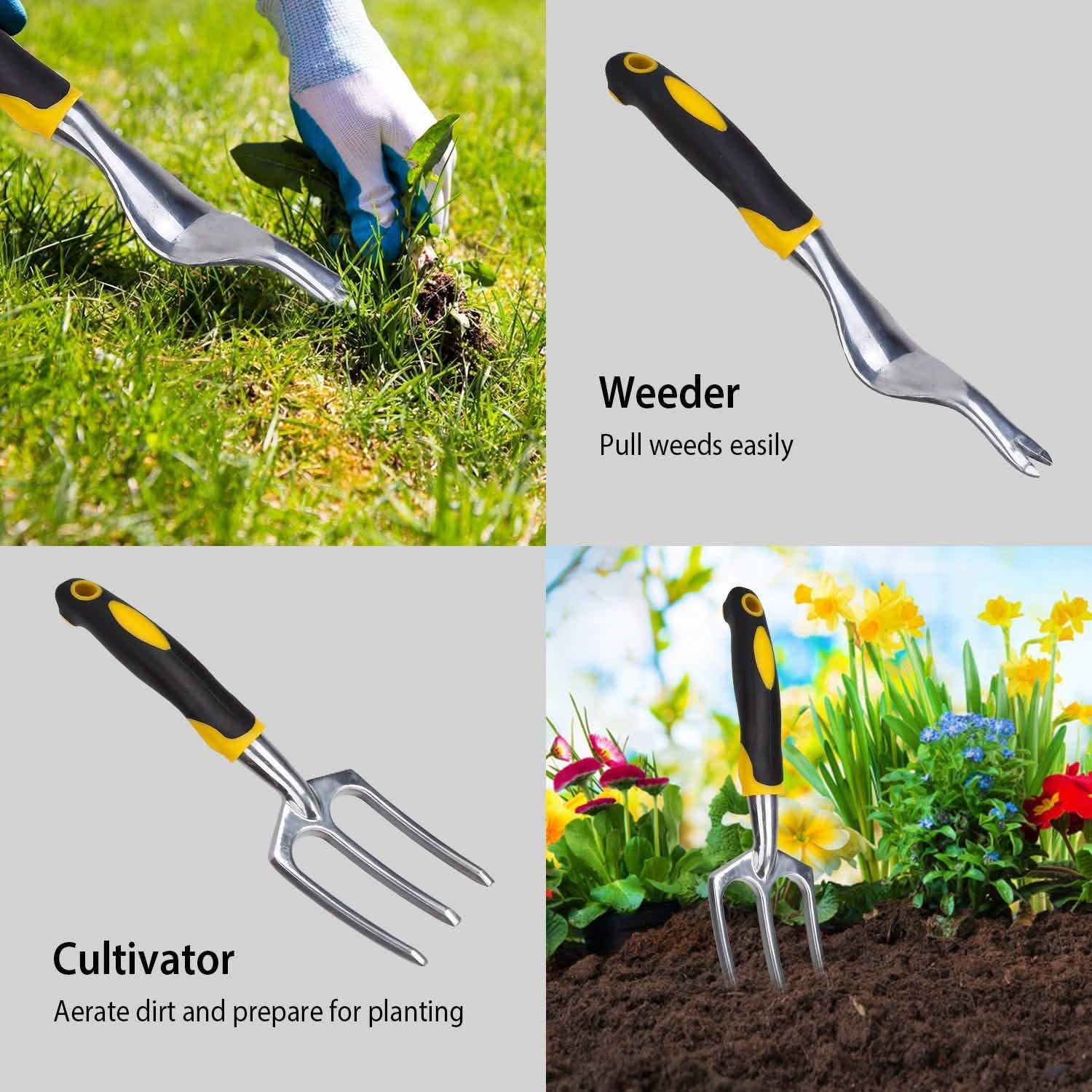 5-Pieces Set: Heavy Duty Garden Tool Set with Non-Slip Handle Garden & Patio - Tophatter Daily Deals