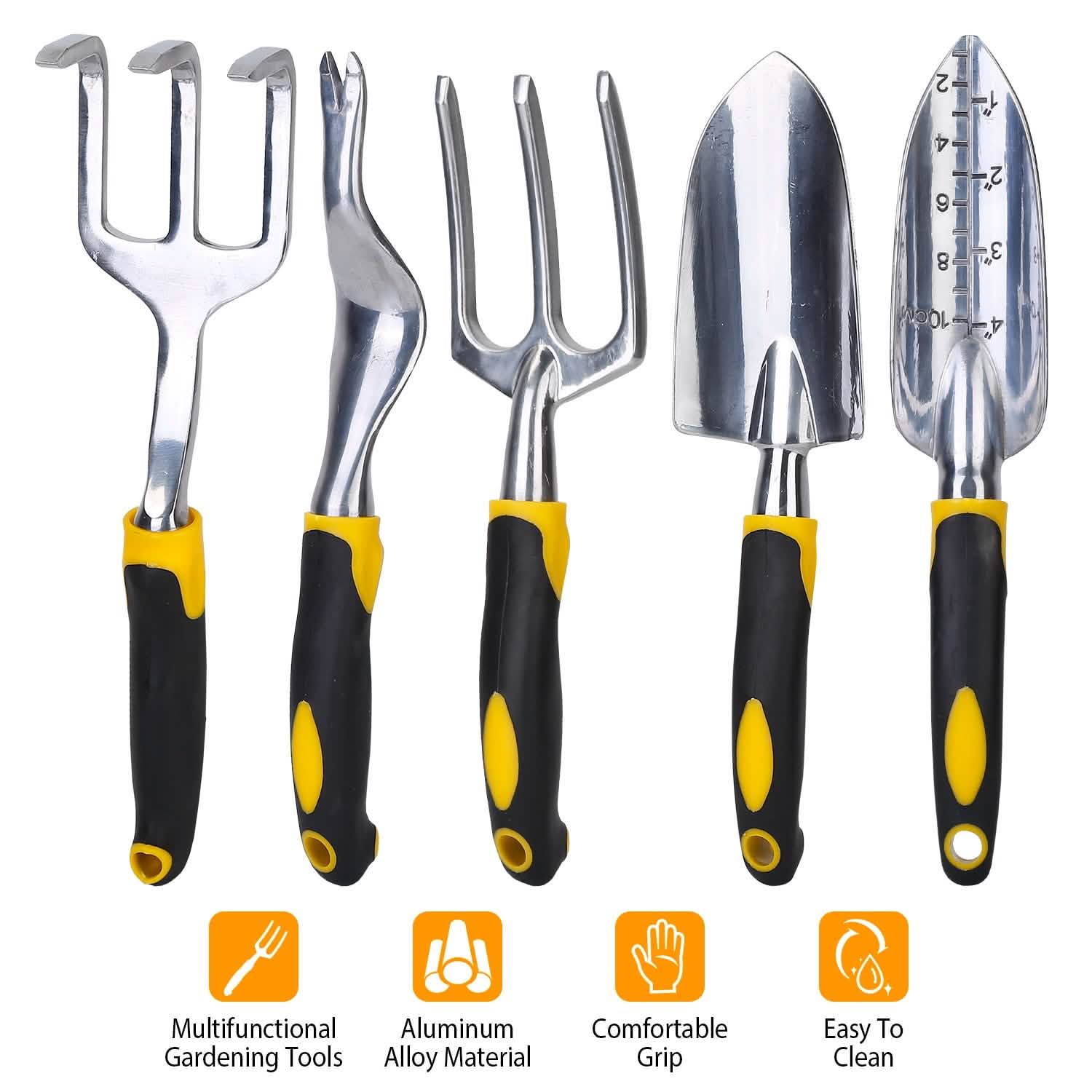 5-Pieces Set: Heavy Duty Garden Tool Set with Non-Slip Handle Garden & Patio - Tophatter Daily Deals