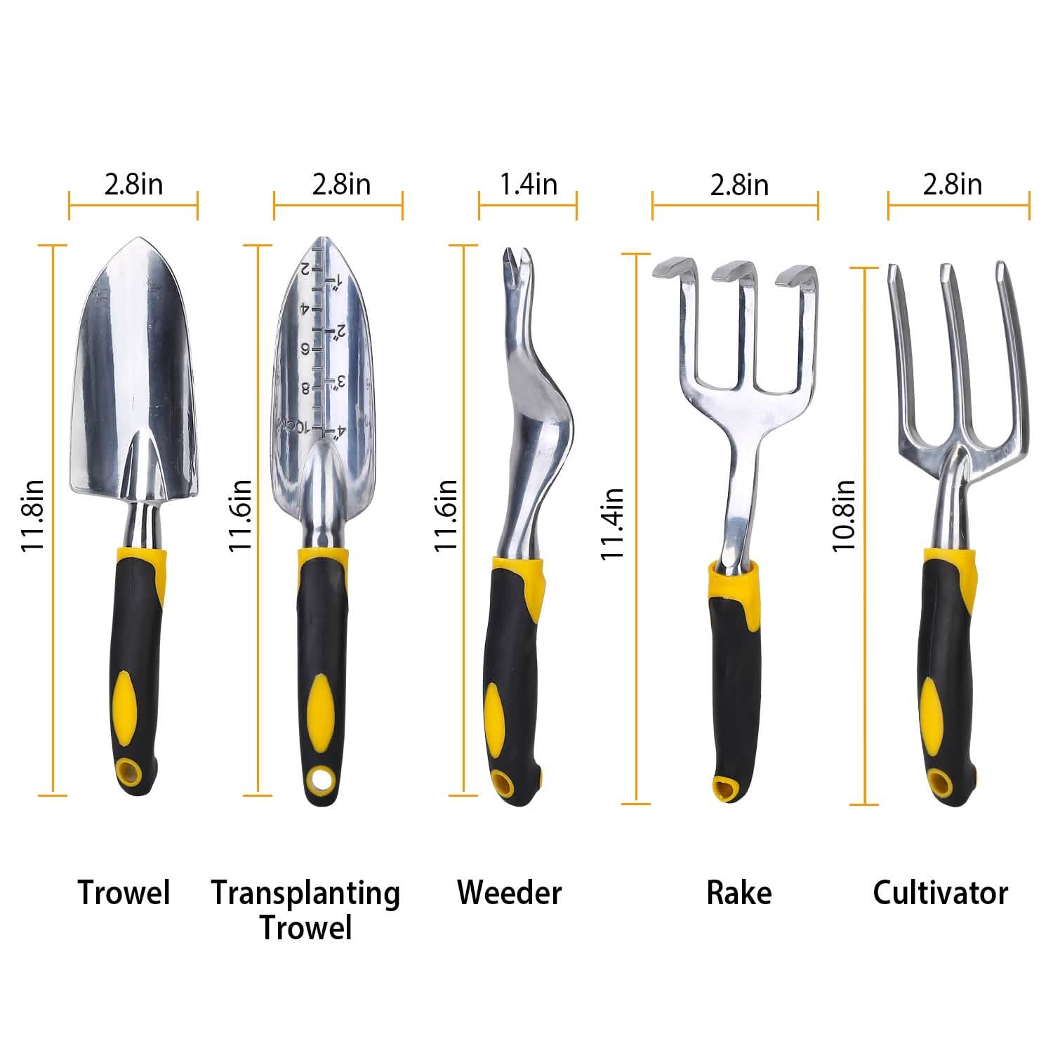 5-Pieces Set: Heavy Duty Garden Tool Set with Non-Slip Handle Garden & Patio - Tophatter Daily Deals