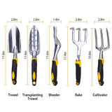5-Pieces Set: Heavy Duty Garden Tool Set with Non-Slip Handle Garden & Patio - Tophatter Daily Deals
