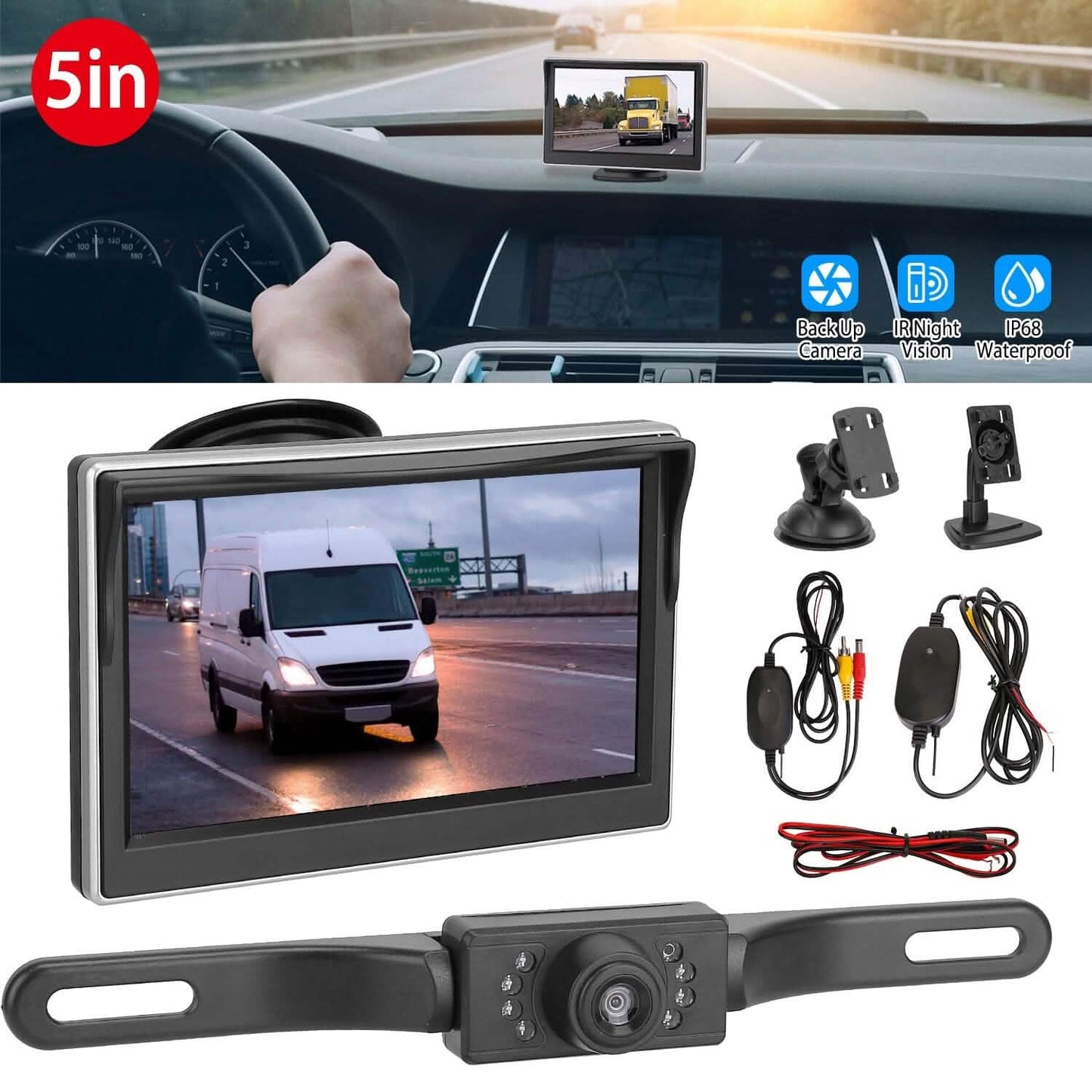 5" Screen Backup Camera Monitor Kit Automotive - Tophatter Daily Deals