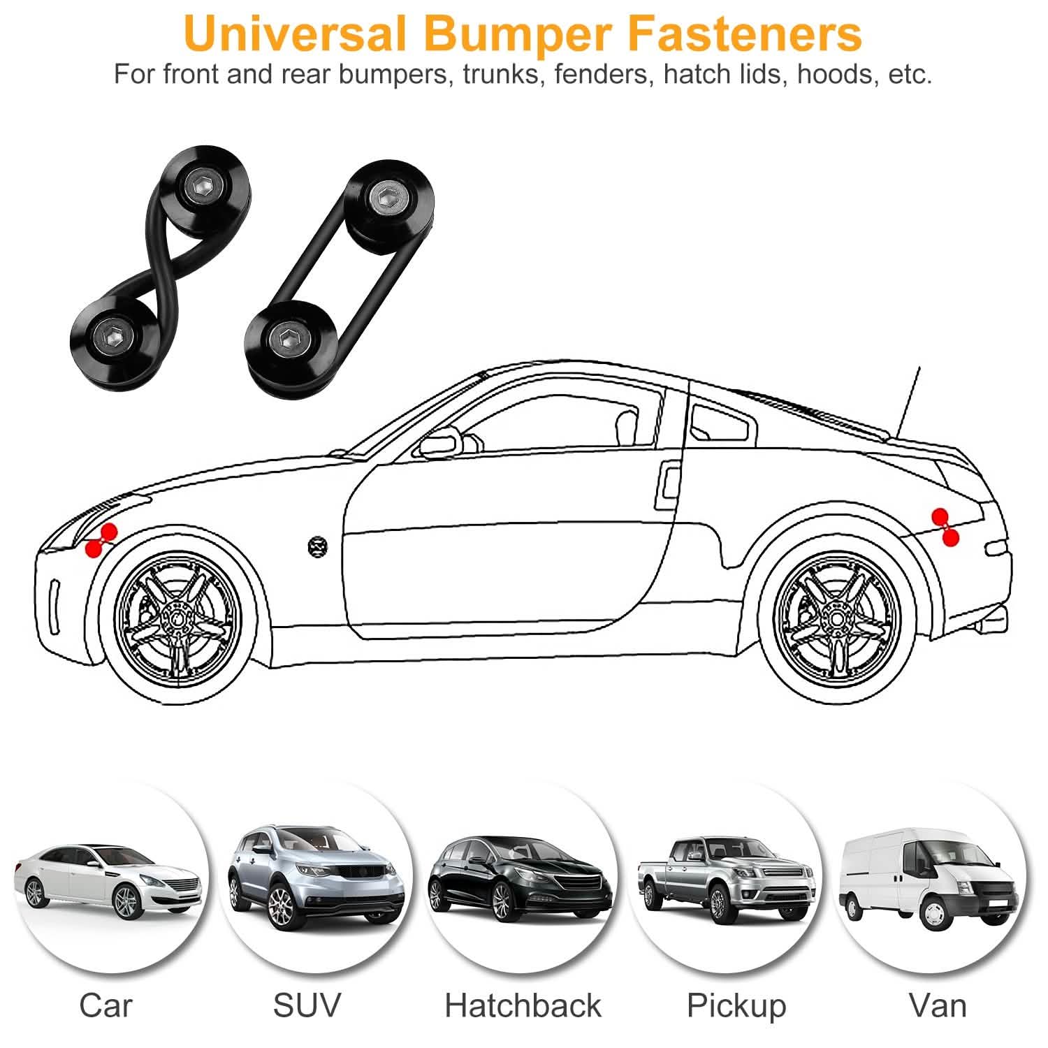 5-Set: Car Quick Release Bumper Fasteners Automotive - Tophatter Daily Deals