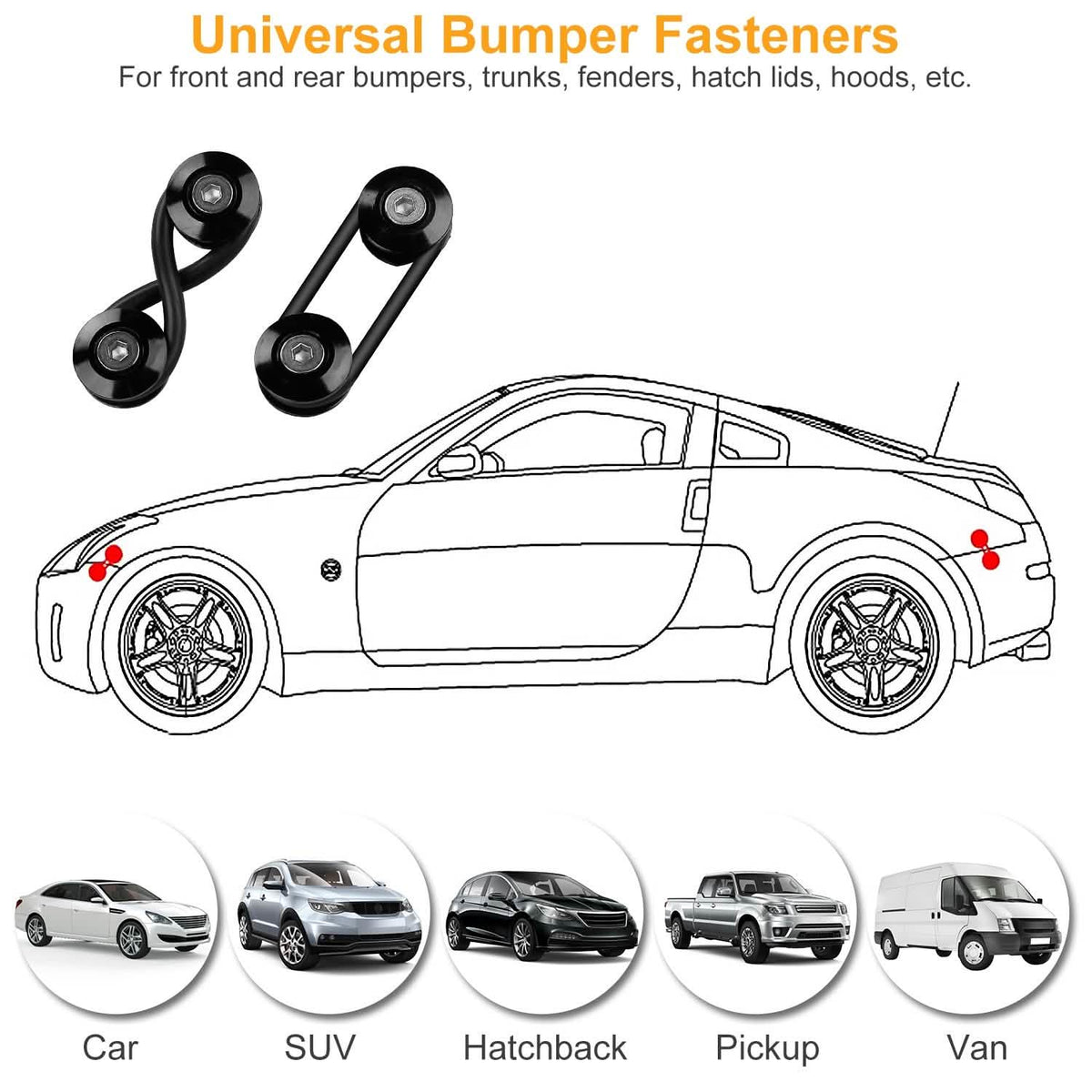 5-Set: Car Quick Release Bumper Fasteners Automotive - Tophatter Daily Deals