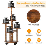 5-Tier Plant Stand with 4 Detachable Wheels Wooden Plant Pot Rolling Shelf Furniture & Decor - Tophatter Daily Deals