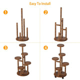 5-Tier Plant Stand with 4 Detachable Wheels Wooden Plant Pot Rolling Shelf Furniture & Decor - Tophatter Daily Deals