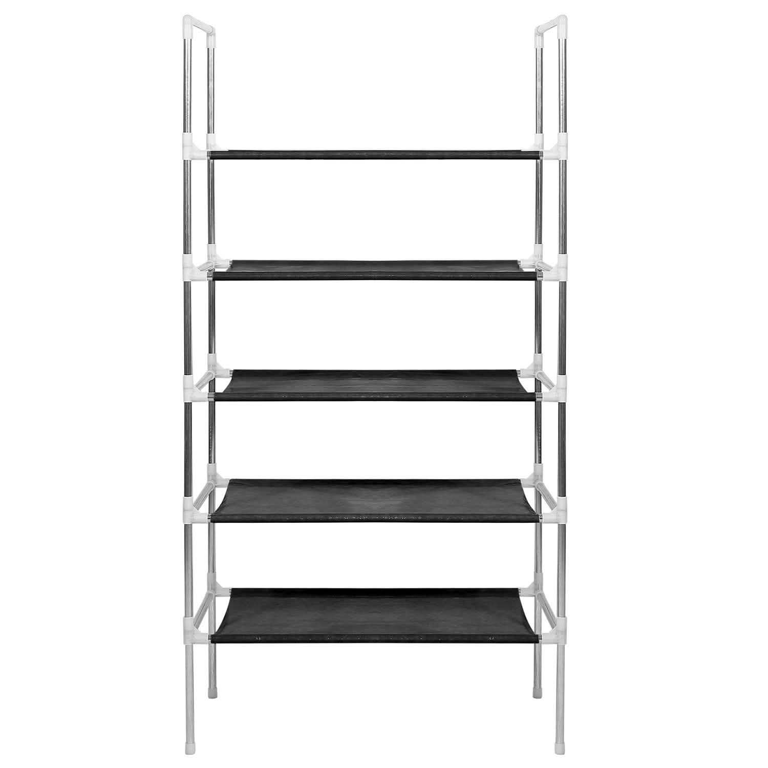5-Tiers Shoe Rack Shelves 15 Pairs Shoe Oraganizer Black Storage & Organization - Tophatter Daily Deals
