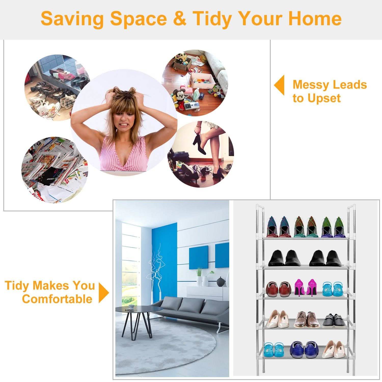 5-Tiers Shoe Rack Shelves 15 Pairs Shoe Oraganizer Storage & Organization - Tophatter Daily Deals