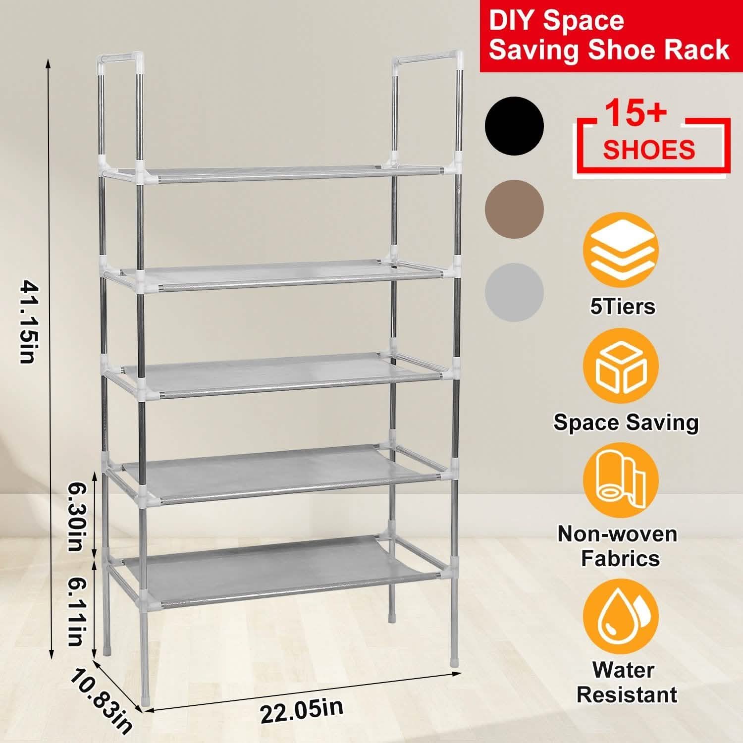 5-Tiers Shoe Rack Shelves 15 Pairs Shoe Oraganizer Storage & Organization - Tophatter Daily Deals