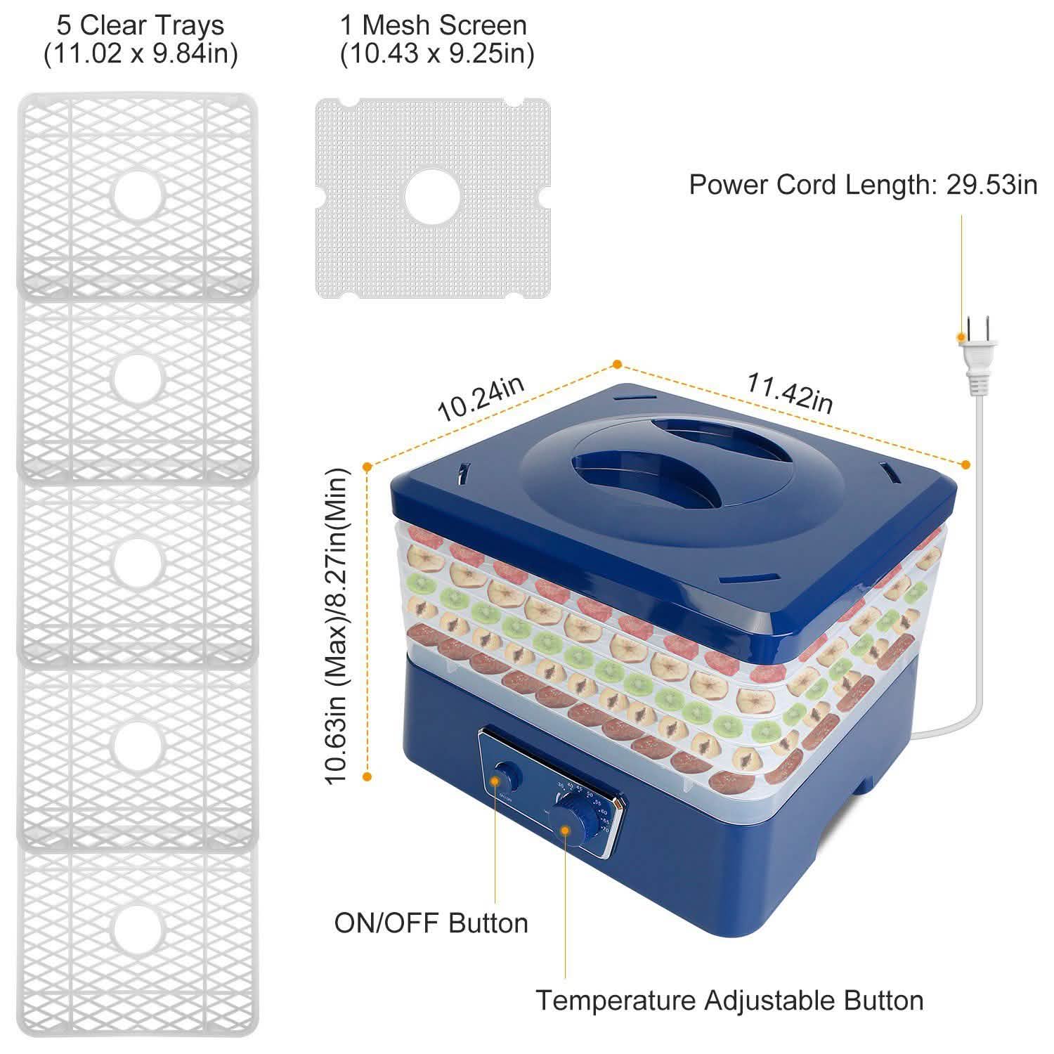 5-Tray Electric Food Dehydrator Kitchen Appliances - Tophatter Daily Deals