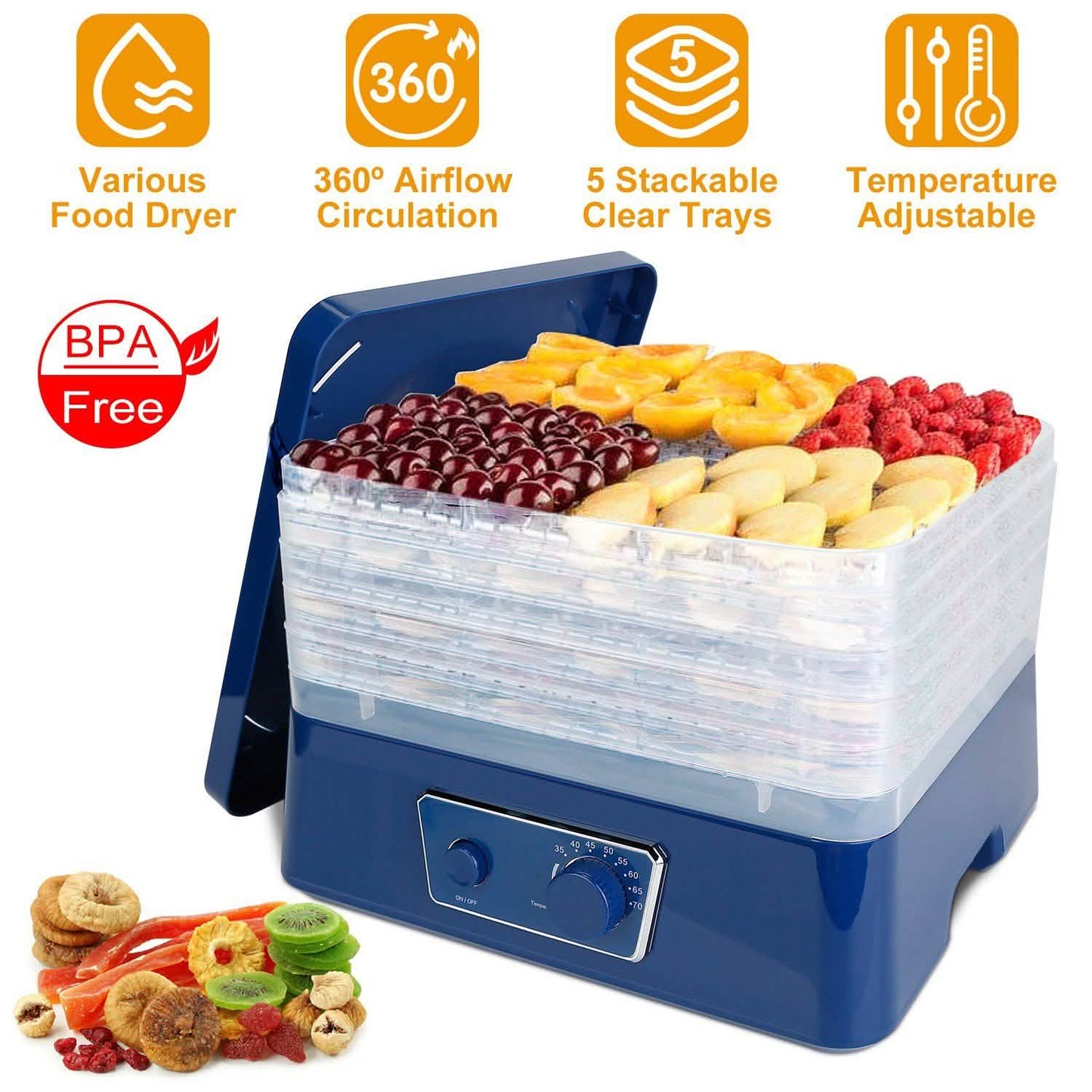 5-Tray Electric Food Dehydrator Kitchen Appliances - Tophatter Daily Deals