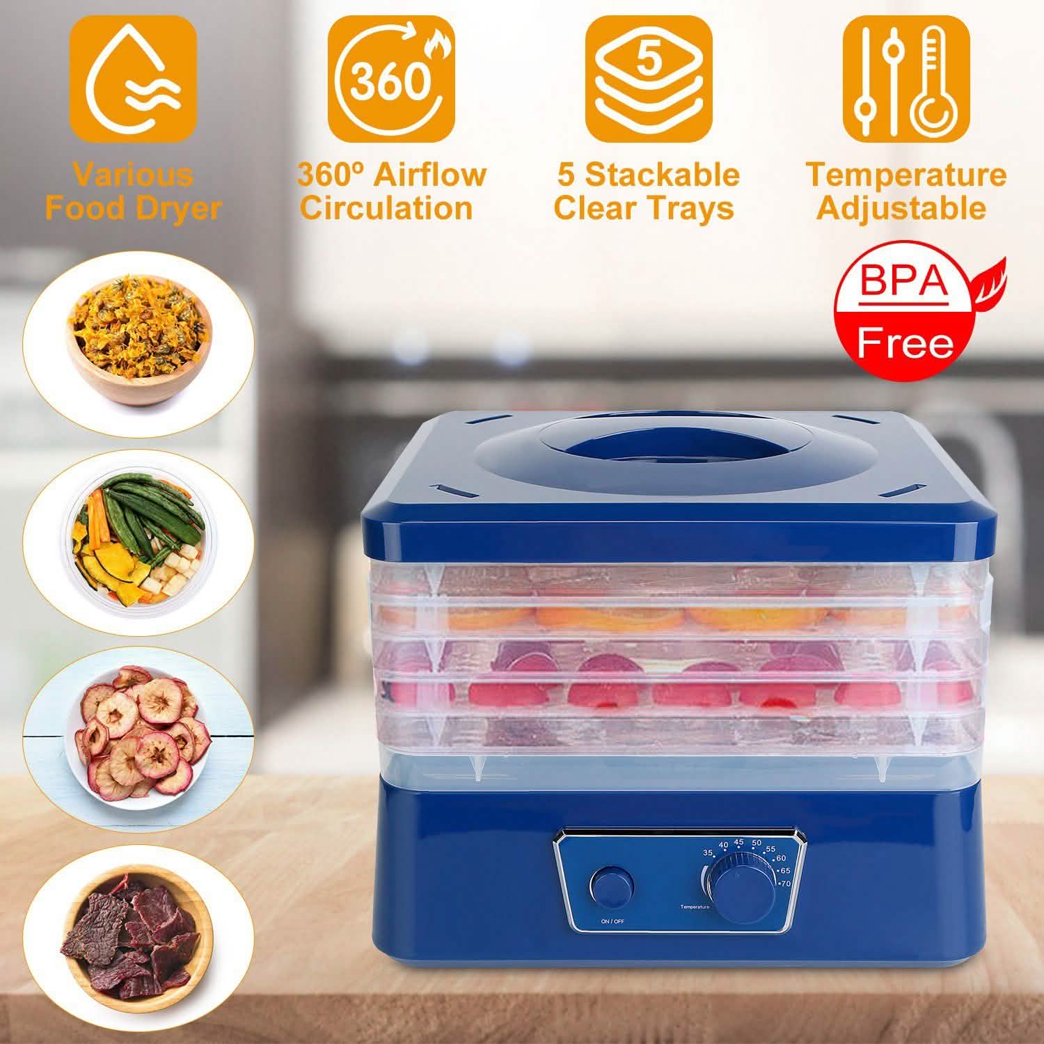 5-Tray Electric Food Dehydrator Kitchen Appliances - Tophatter Daily Deals