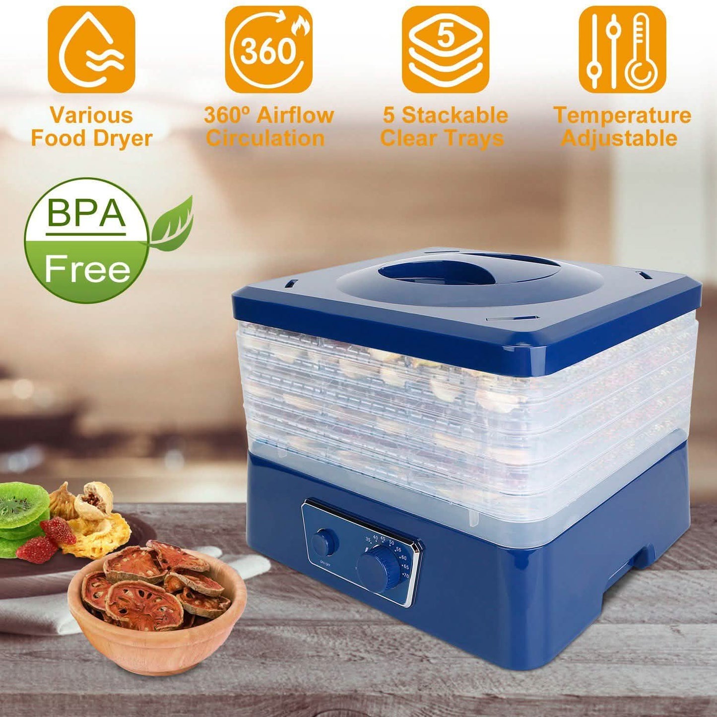 5-Tray Electric Food Dehydrator Kitchen Appliances - Tophatter Daily Deals