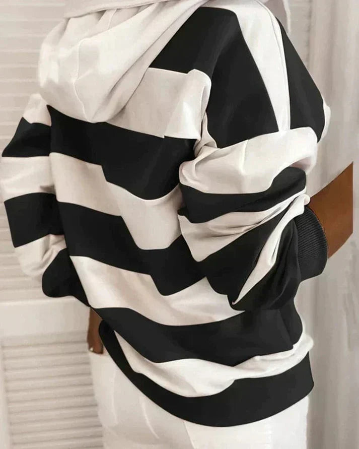 Soft Women’s Hooded Pullover - Striped Relaxed Cotton, Casual - Tophatter Daily Deals
