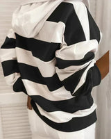 Soft Women’s Hooded Pullover - Striped Relaxed Cotton, Casual - Tophatter Daily Deals