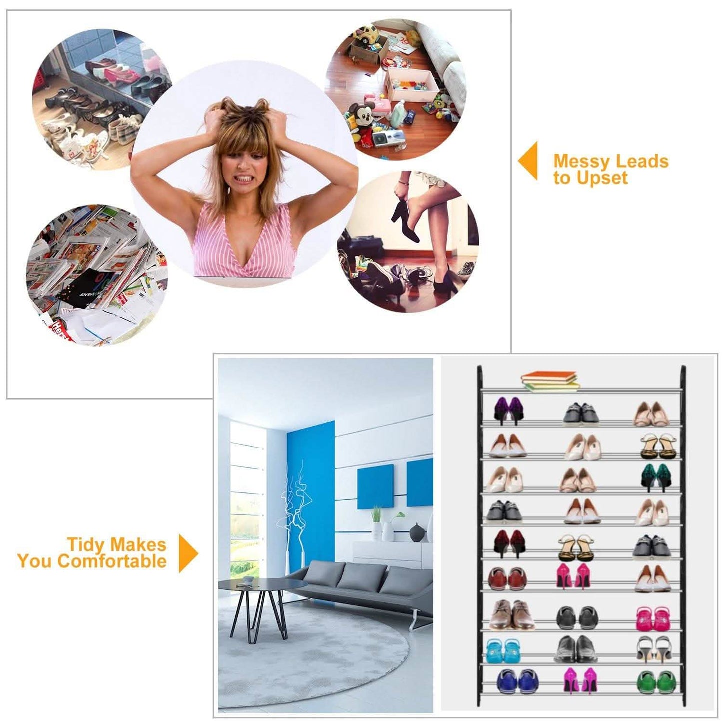 50-Pair Shoe Rack Storage Organizer 10-Tier Portable Wardrobe Tower Storage & Organization - Tophatter Daily Deals