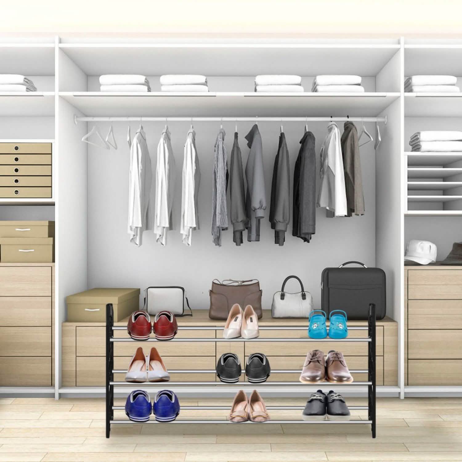50-Pair Shoe Rack Storage Organizer 10-Tier Portable Wardrobe Tower Storage & Organization - Tophatter Daily Deals