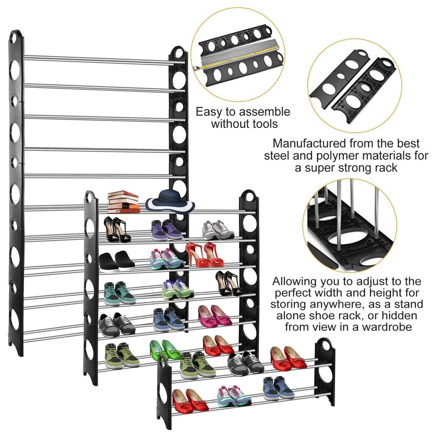 50-Pair Shoe Rack Storage Organizer 10-Tier Portable Wardrobe Tower Storage & Organization - Tophatter Daily Deals