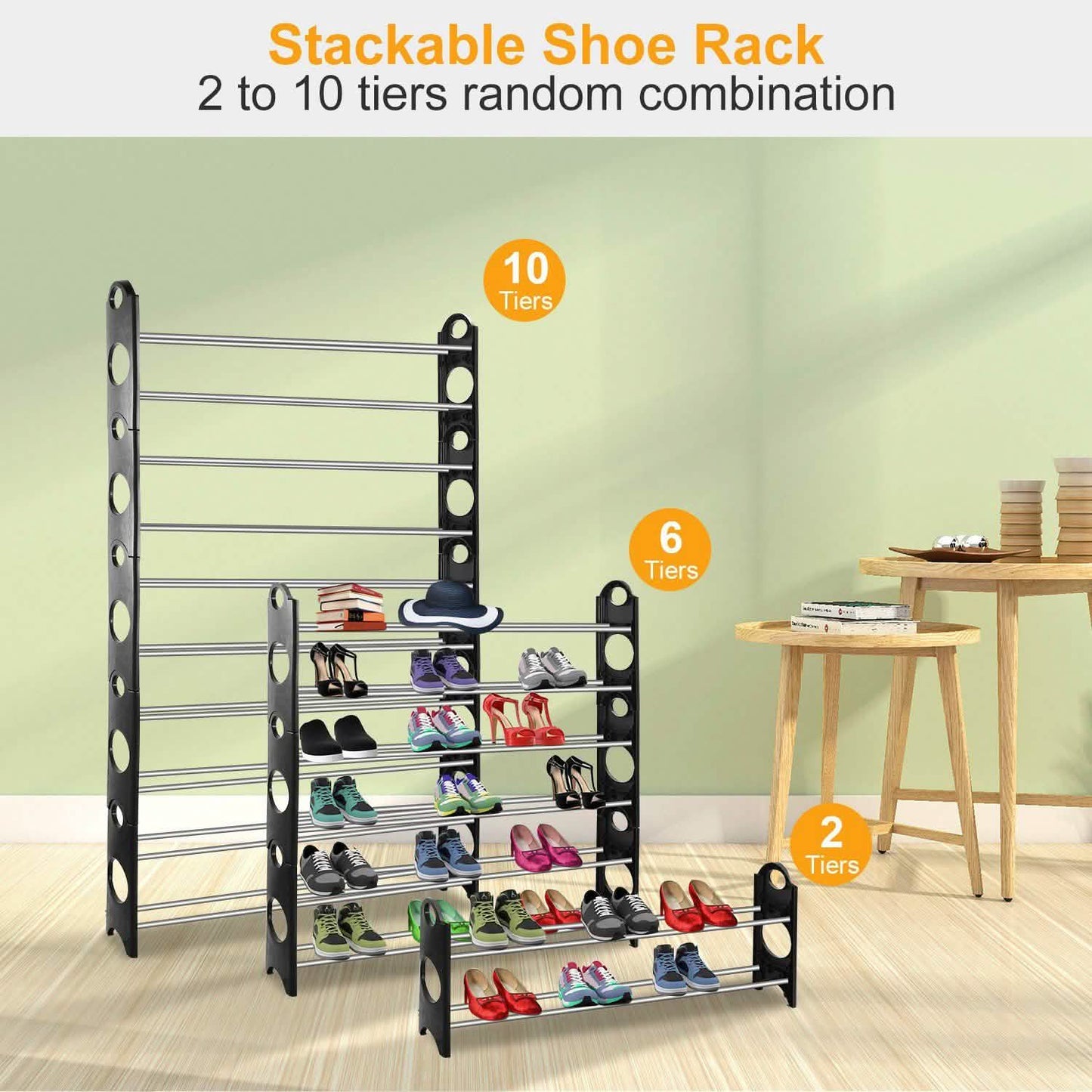 50-Pair Shoe Rack Storage Organizer 10-Tier Portable Wardrobe Tower Storage & Organization - Tophatter Daily Deals