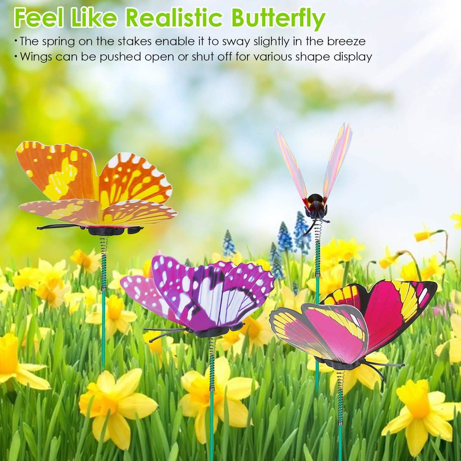50-Piece: Butterfly Stake Ornament Garden & Patio - Tophatter Daily Deals