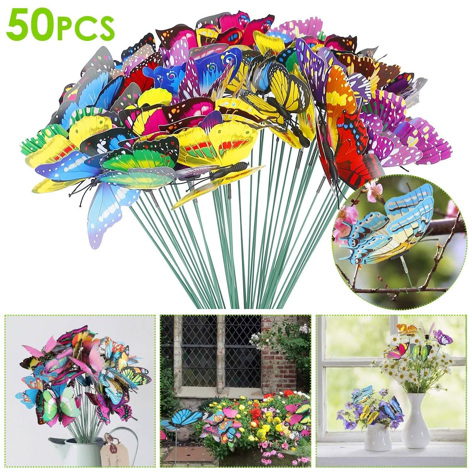 50-Piece: Butterfly Stake Ornament Garden & Patio - Tophatter Daily Deals