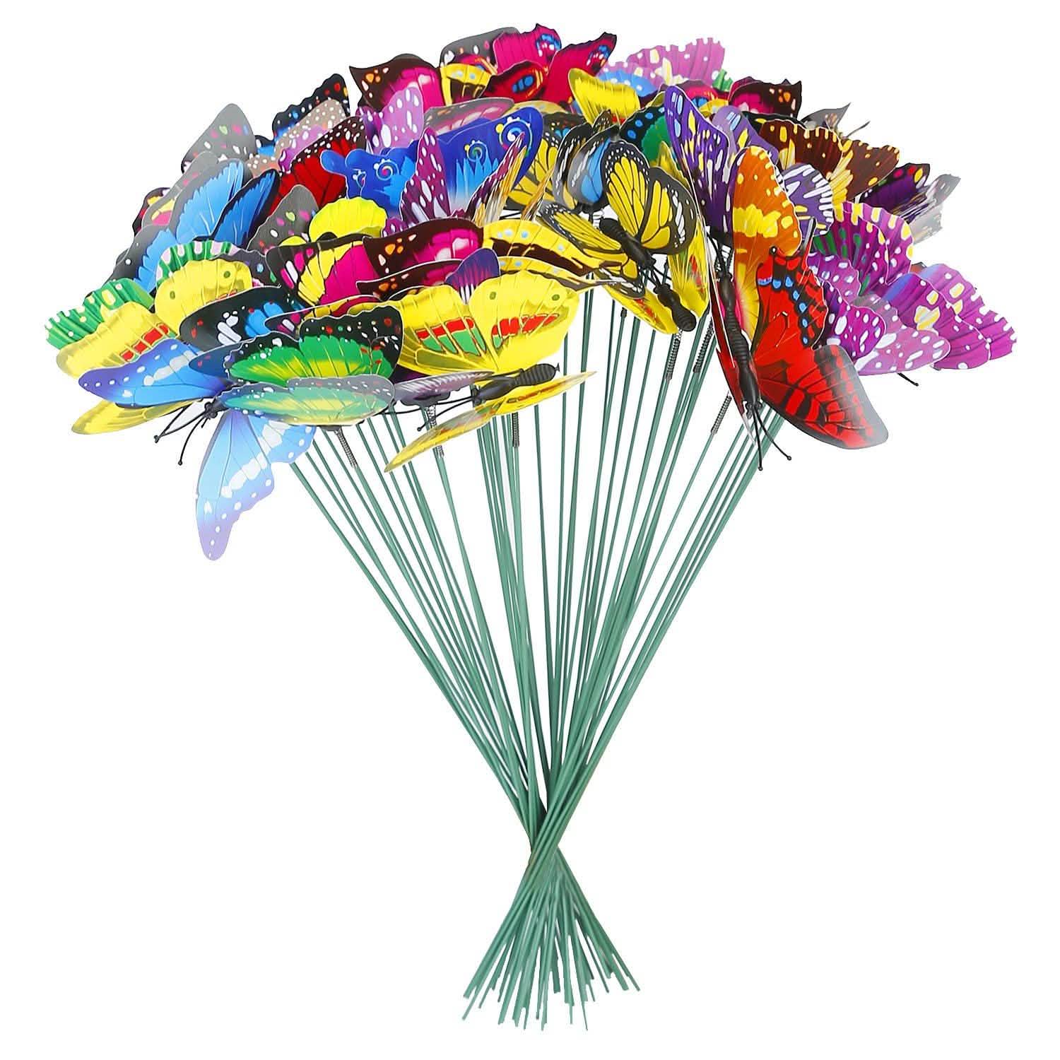 50-Piece: Butterfly Stake Ornament Garden & Patio - Tophatter Daily Deals
