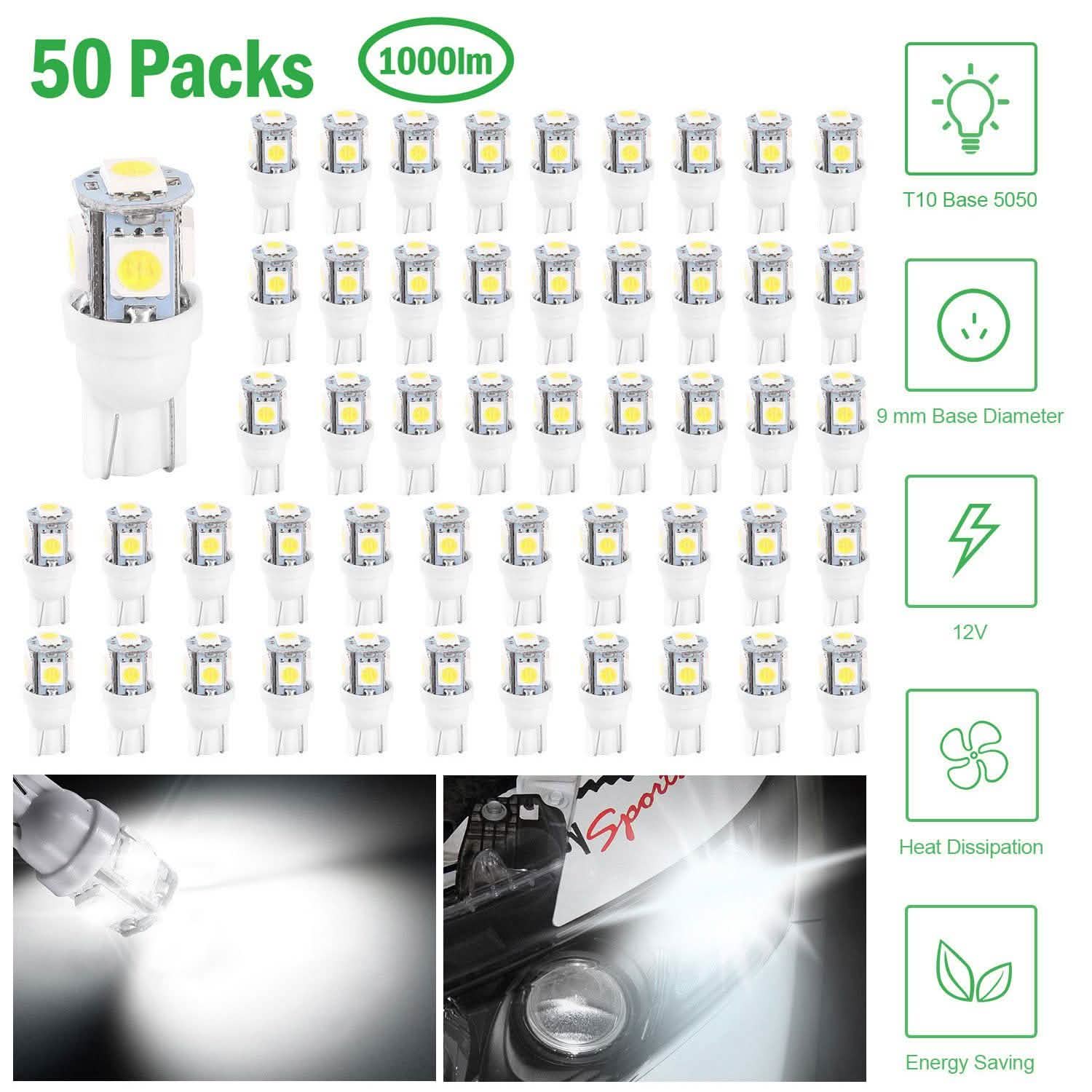 50-Piece: LED Car Light Bulbs Automotive - Tophatter Daily Deals