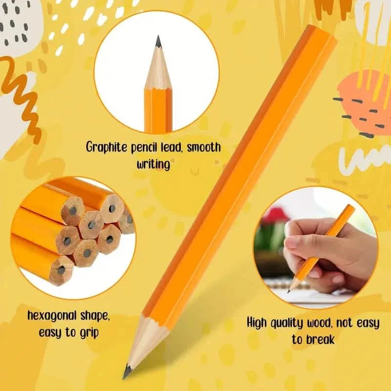 50-Pieces: 3.5" Hexagonal Golf Pencils - HB Yellow, Pre-Sharpened School, Office & Art Supplies - Tophatter Daily Deals