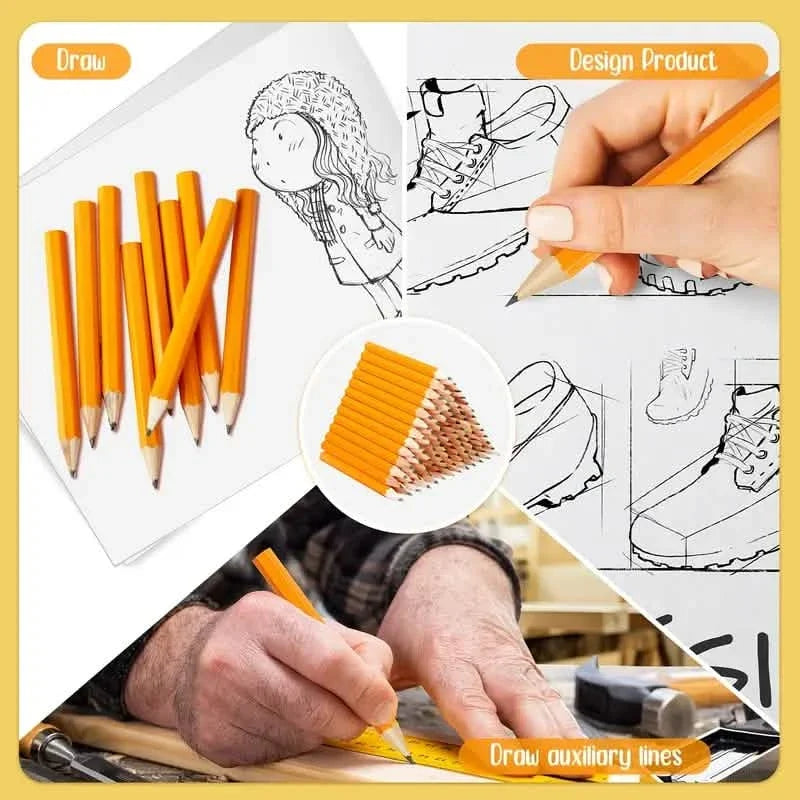 50-Pieces: 3.5" Hexagonal Golf Pencils - HB Yellow, Pre-Sharpened School, Office & Art Supplies - Tophatter Daily Deals