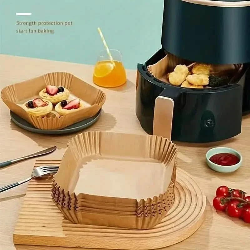 50-Pieces: Disposable Paper Liners For Air Fryer Suitable For 2 - 8 Quarts Kitchen Tools & Gadgets - Tophatter Daily Deals