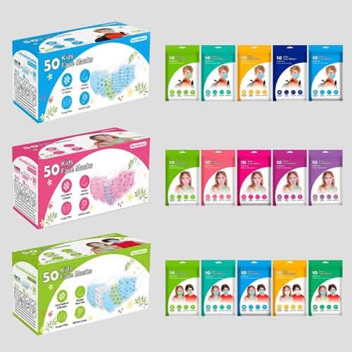 50-Pieces: Kids Disposable Face Masks Face Masks & PPE - Tophatter Daily Deals