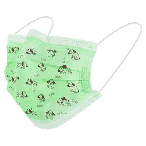 50-Pieces: Kids Disposable Face Masks Green Dog Face Masks & PPE - Tophatter Daily Deals
